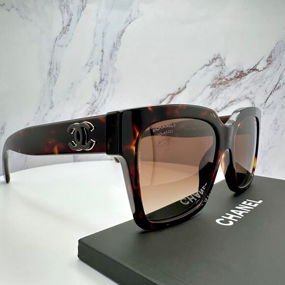 New CHANEL Sunglasses Brown Butterfly Gold Polarized Brown Lens - Picture 6 of 16